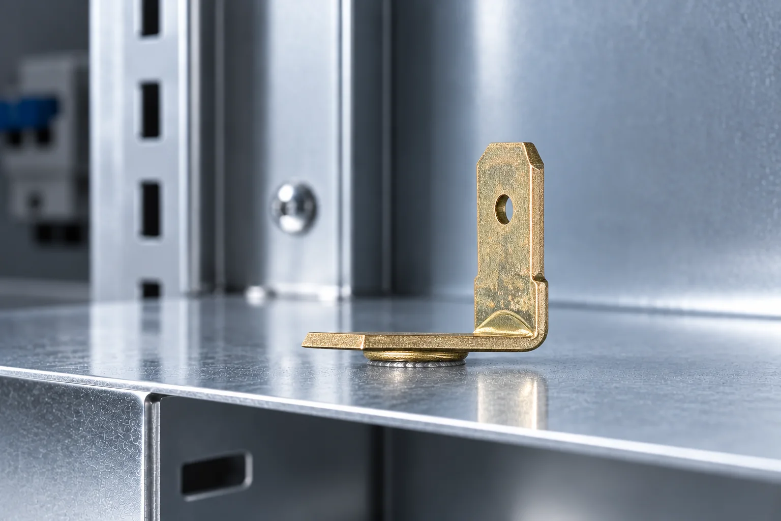 Aufgeschweißter Flachstecker FL 6,3 im Schaltschrank