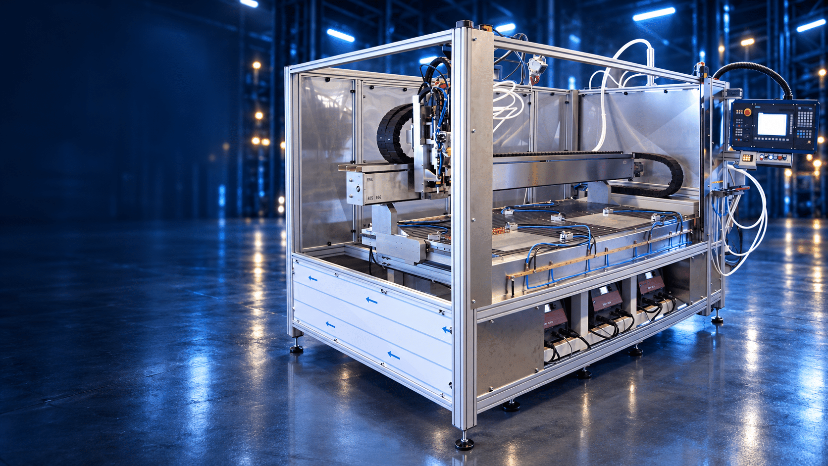 CNC für Großküchen – KI-bearbeitete Darstellung auf Basis einer Originalaufnahme.