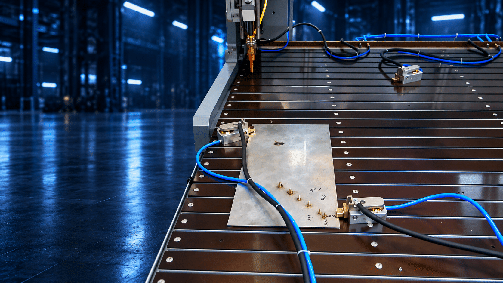 CNC für T-Bolzen – KI-bearbeitete Darstellung auf Basis einer Originalaufnahme.