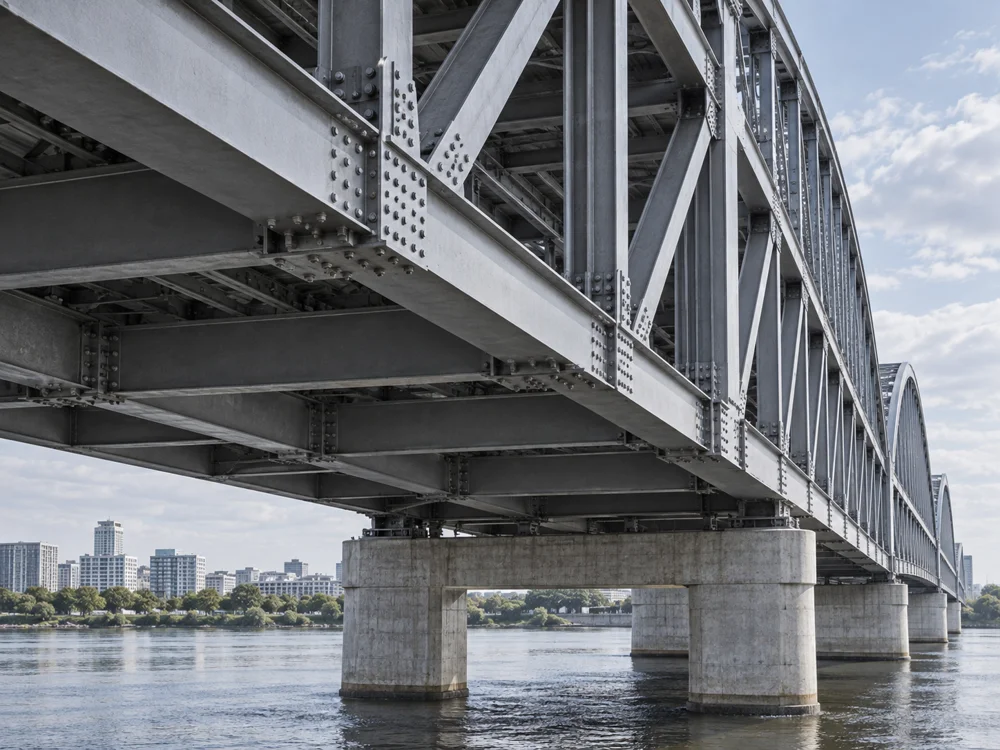 Illustratives Branchenmotiv: Stahlbrücke mit Tragkonstruktion