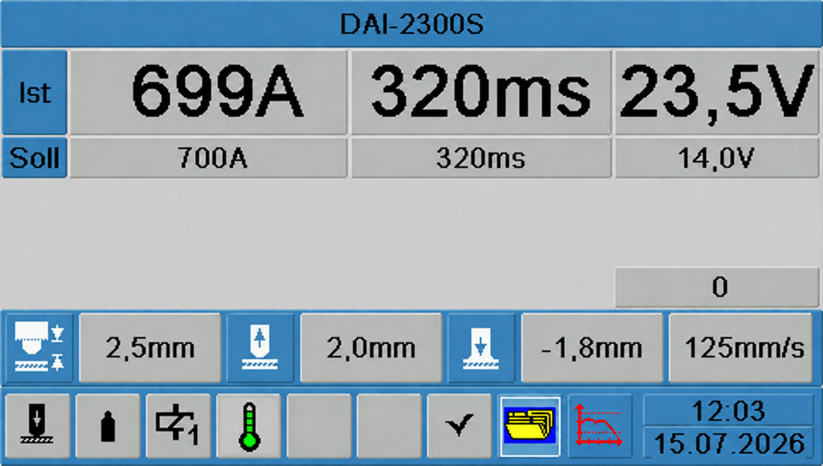 DAI-2300S display graphic with date display 15.07.2026
