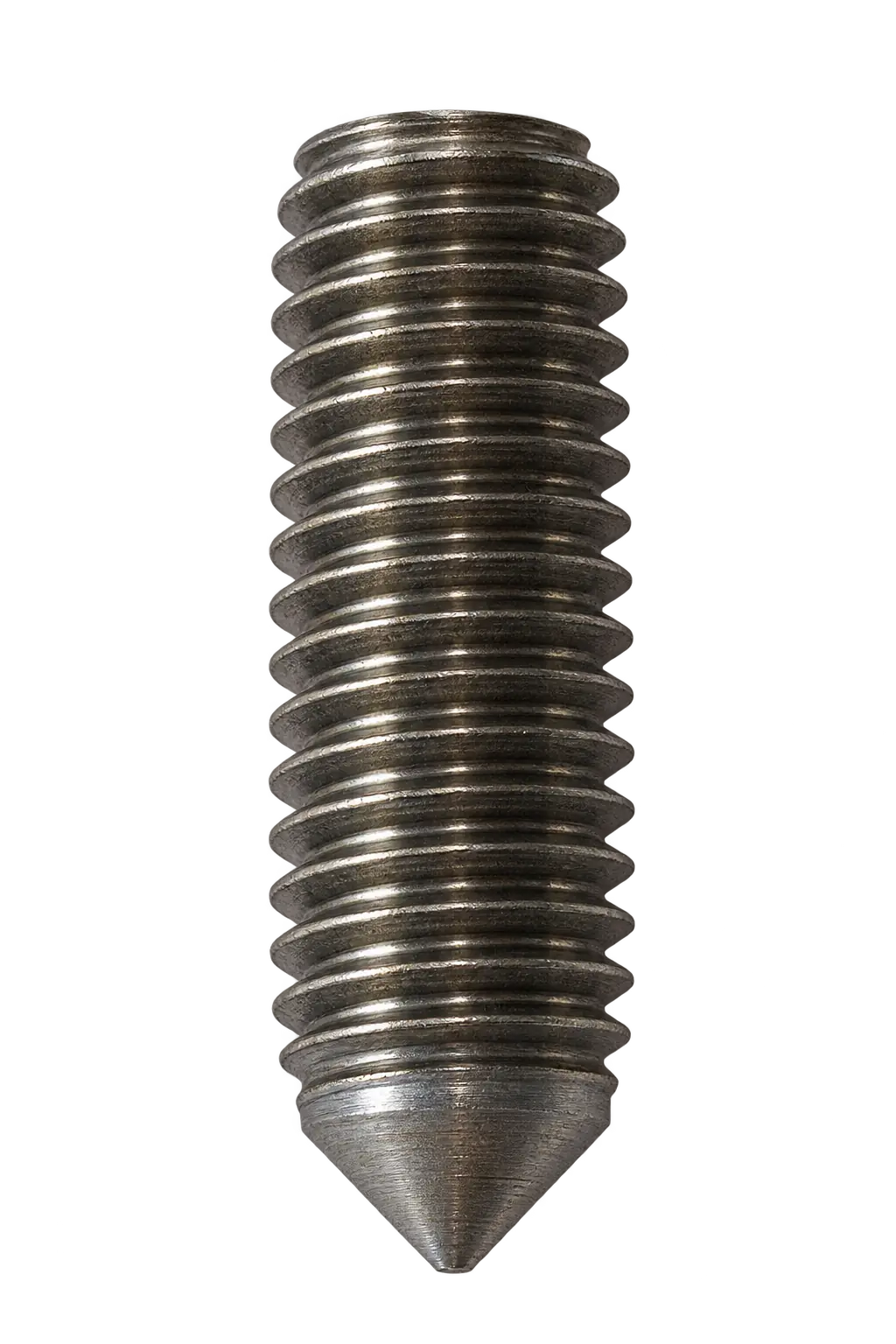 Original product photograph: FD stud with continuous external thread, flat end face and conical welding tip