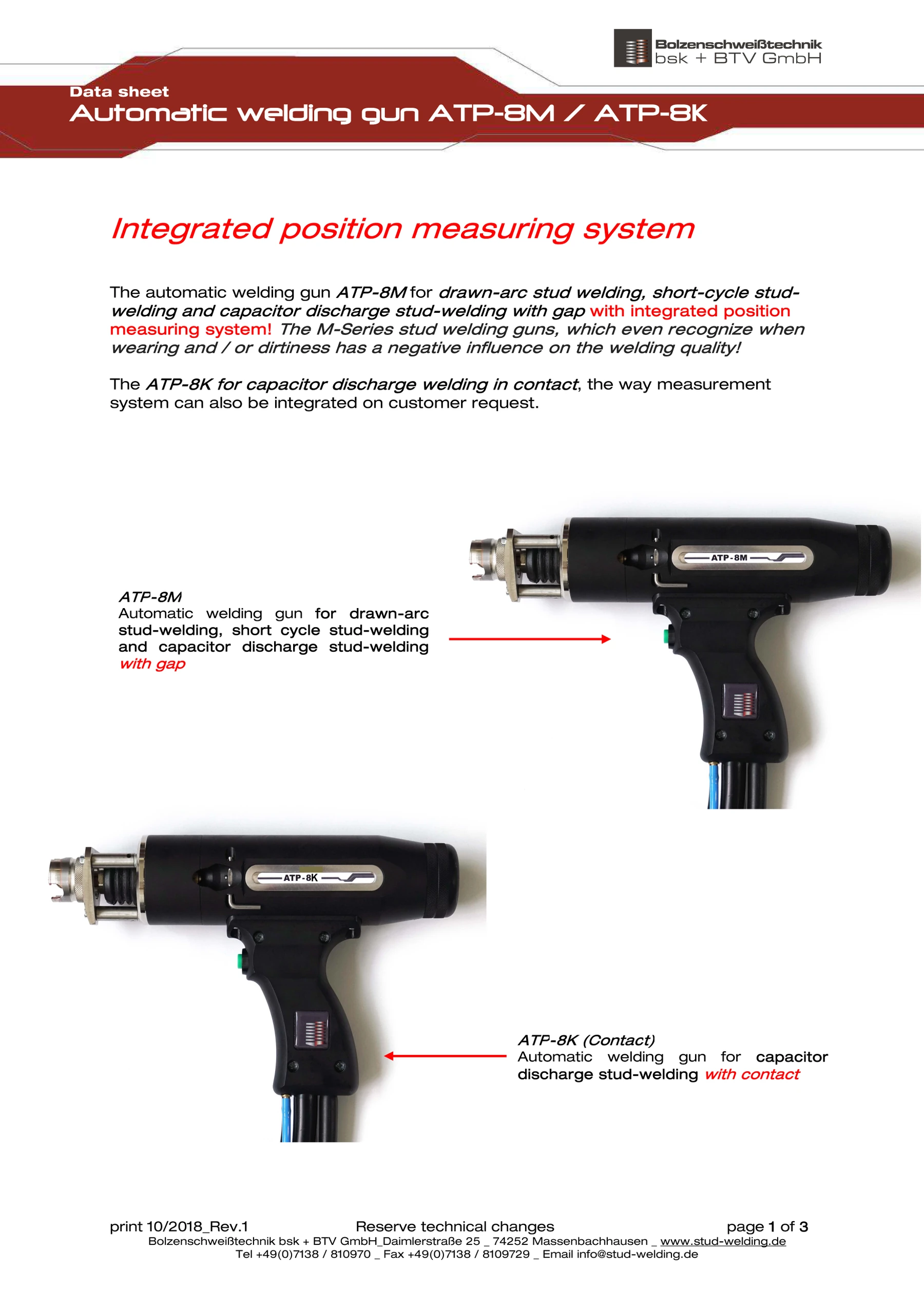 ATP-8M–ATP-8K automatic welding guns data sheet, Rev.1, English, page 1