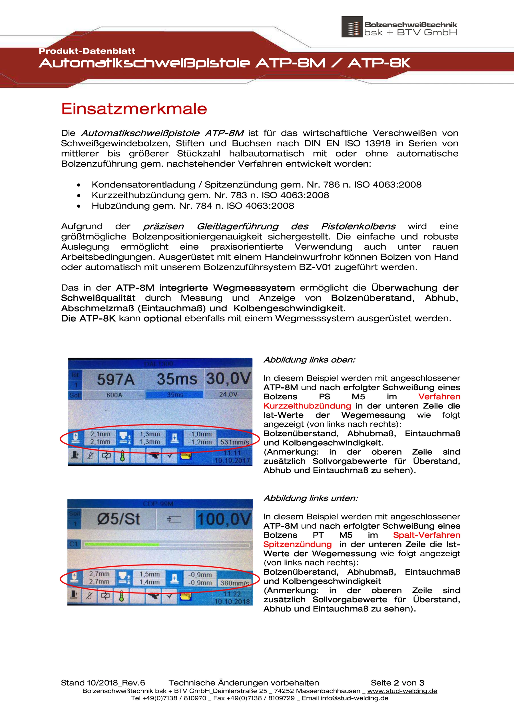 ATP-8M–ATP-8K automatic welding guns data sheet, Rev.7, German, page 2
