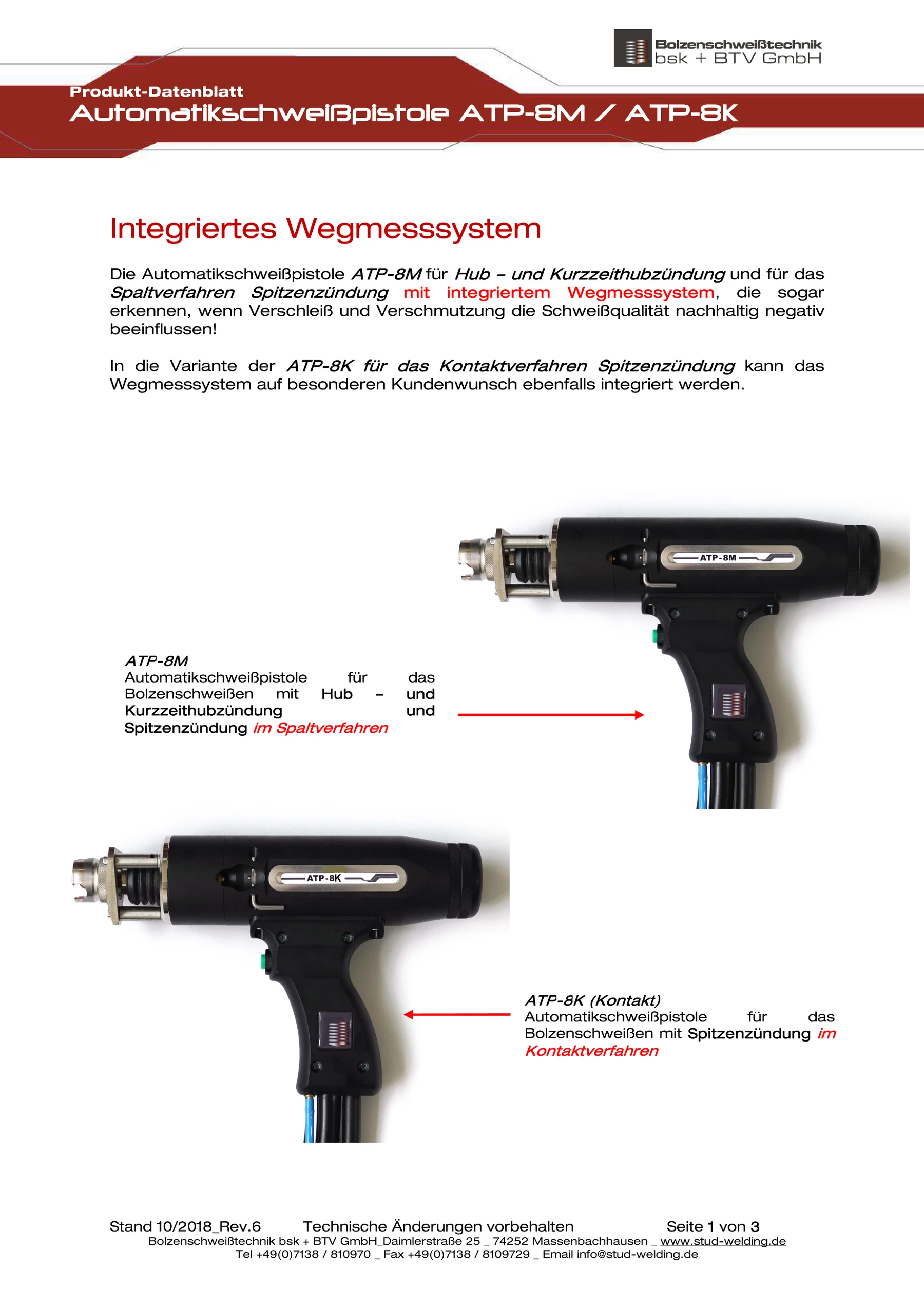ATP-8M–ATP-8K automatic welding guns data sheet, Rev.7, German, page 1