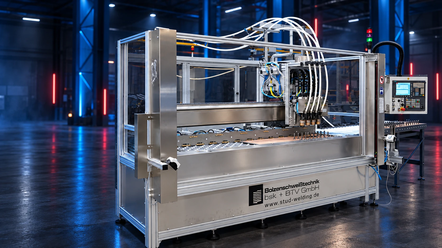 CNC 1500×1000 – drawn arc stud welding on Hardox