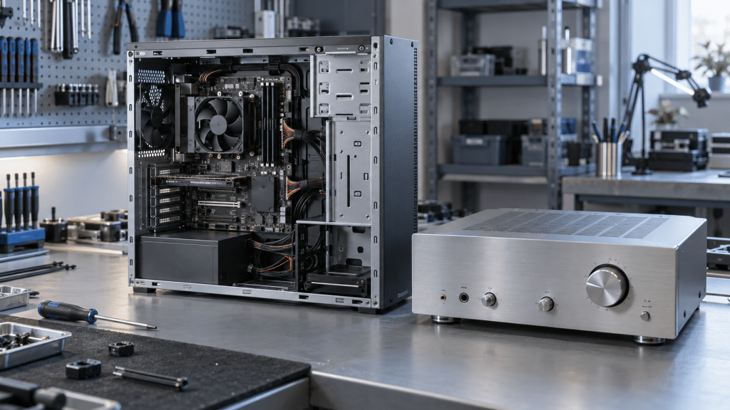 KI-generiertes Beispielmotiv: HiFi-/Computertechnik