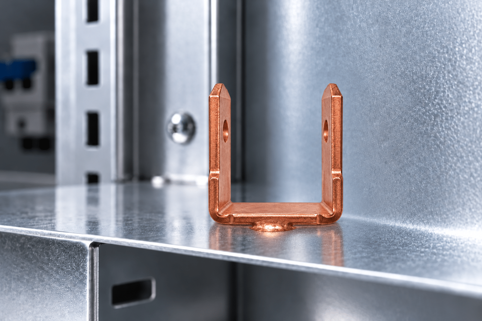 Doppelflachstecker DFL-6,3 auf horizontalem Blech